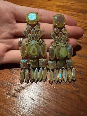 J. Crew Iridescent Yellow-Green Cascade Drop Earrings